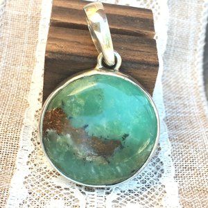 Genuine Chrysoprase .925 Pendant Sterling Silver Genuine Gemstone